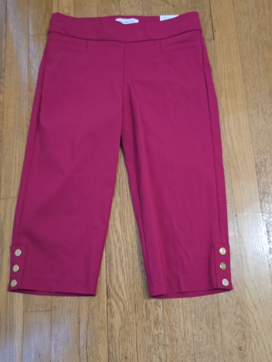 Liz Claiborne Pants - LIZ CLAIBORNE WOMEN'S MAGENTA "ALYSSA" MID-RISE PEDAL PUSHER PANTS SIZE 2